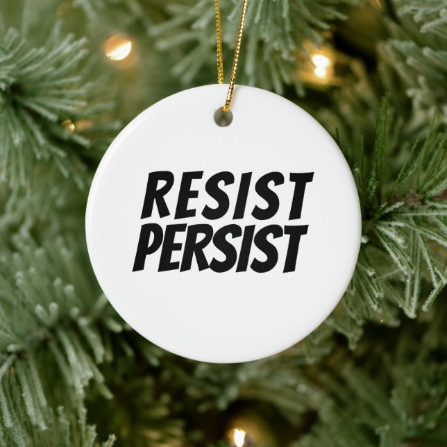 Svartvit "Resistens Persist"-keramiskt ornament (Träd)