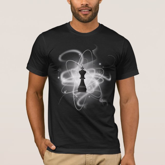 Svartvit Retro Atomic Chess Biet - Kung T-shirt (Framsida)
