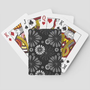 Svartvit Retro-Blommigt Casinokort
