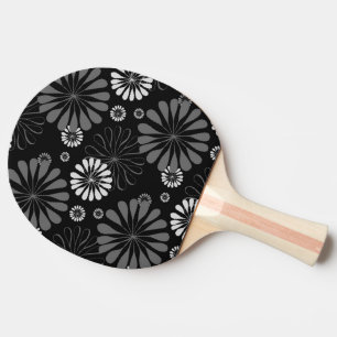 Svartvit Retro-Blommigt Pingisracket