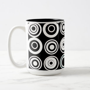Svartvit retro Circles Två-Tonad Mugg
