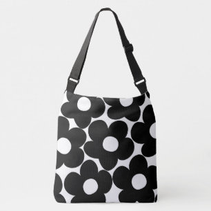 Svartvit retro-Daisy #1 #decor #art Axelväska