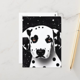 Svartvit Retro Dalmatian Puppy Vykort