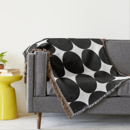 Svartvit retro Geometric Circle Mönster Filt