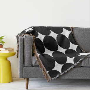 Svartvit retro Geometric Circle Mönster Filt