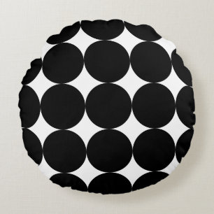 Svartvit retro Geometric Circle Mönster Rund Kudde