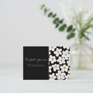 Svartvit Retro-Gult, stor Daisy Blommor, svart des Visitkort