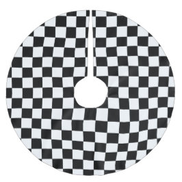 Svartvit Retro-kontrollerad Mönster Julgransmatta Borstad Polyester