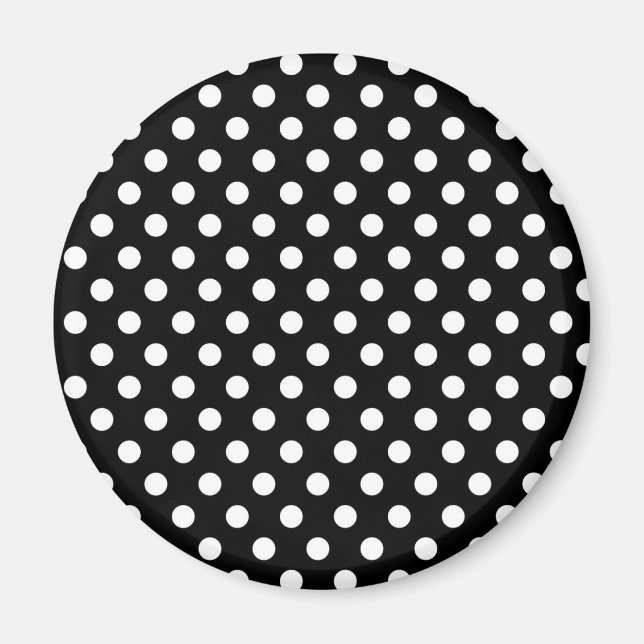 Svartvit Retro Polka dots Mönster Magnet (Framsidan)