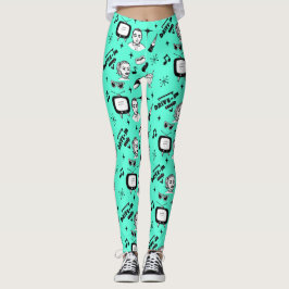 Svartvit Retro Pop Art Stil Nostalgic Leggings
