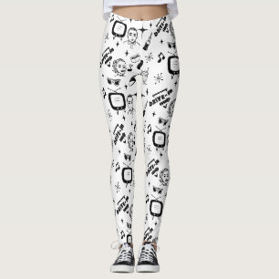 Svartvit Retro Pop Art Stil Nostalgic Leggings