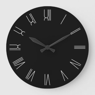 Svartvit Retro Roman Numerals Stor Klocka