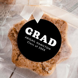 Svartvit Retro Typography Studenten Runt Klistermärke