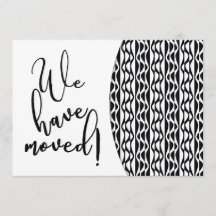 Svartvit Retro Wave Mönster "Vi har flyttat"