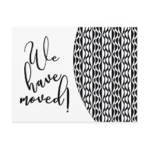 Svartvit Retro Wave Mönster "Vi har flyttat"