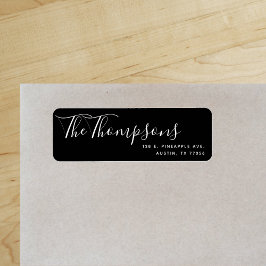 Svartvit Returadress för efternamn för anpassnings Returadress Etikett