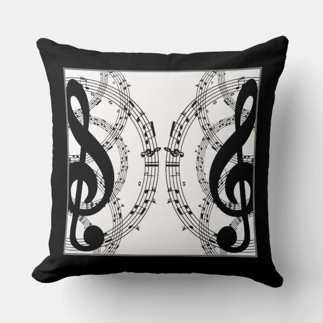 Svartvit, Reversible Spegel Image Music Kudde (Framsida)