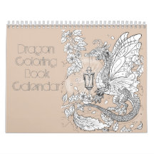 Svartvit ritkonturkalender för Dragon Line