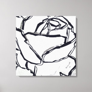Svartvit Ro Flower Abstrakt Art Minimalist Canvastryck