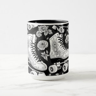 Svartvit ro med fyra skal mugg