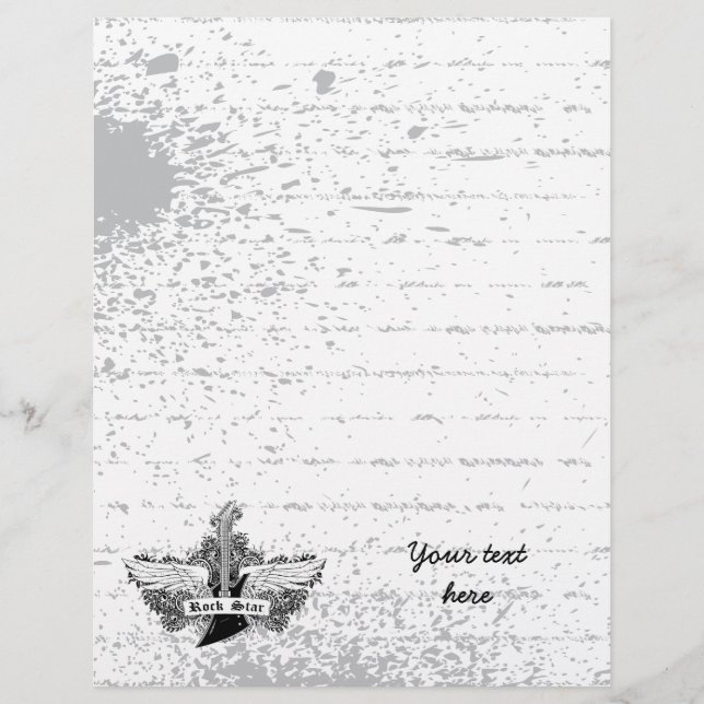 Svartvit Rockstjärna, elgitarr vingar (Framsida)