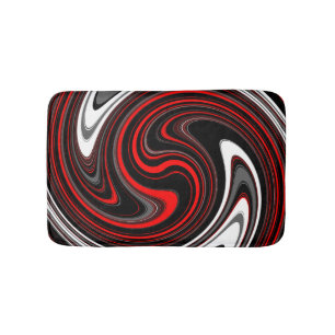 Svartvit röd färg Swirl Badrumsmatta