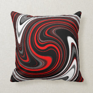Svartvit röd färg Swirl Kudde