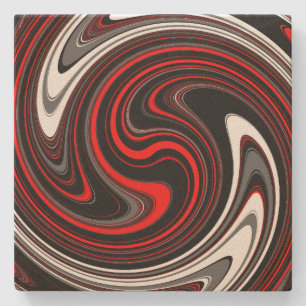 Svartvit röd färg Swirl Stenunderlägg