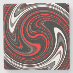 Svartvit röd färg Swirl Stenunderlägg