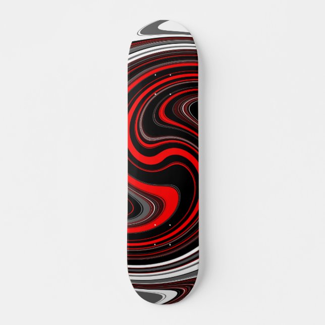 Svartvit röd färgnyans Swirl Mini Skateboard Bräda 18,5 Cm (Framsida)