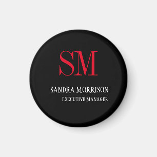 Svartvit röd monogram, minimalistisk magnet