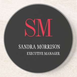 Svartvit röd monogram, minimalistisk underlägg