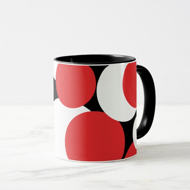 Svartvit röd Polka dots Mugg (Framsida höger)