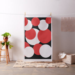 Svartvit röd Polka dots Tyg