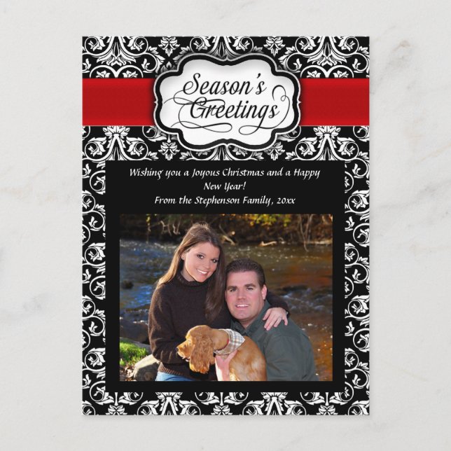 Svartvit/Röda/Vita vaktsäsong Hälsning Helg Vykort (Framsida)