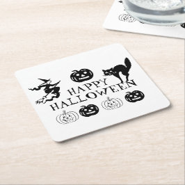 Svartvit rödaksdekör i happy halloween underlägg papper kvadrat