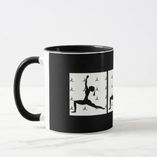 Svartvit - Roligt Yoga Desigs Combo Coffee Mugg/Ko Mugg