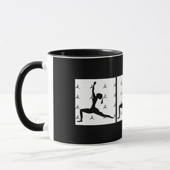 Svartvit - Roligt Yoga Desigs Combo Coffee Mugg/Ko Mugg (Vänster)