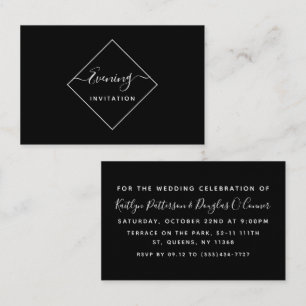 Svartvit romb Evening Händelse Biljett Inbjudan