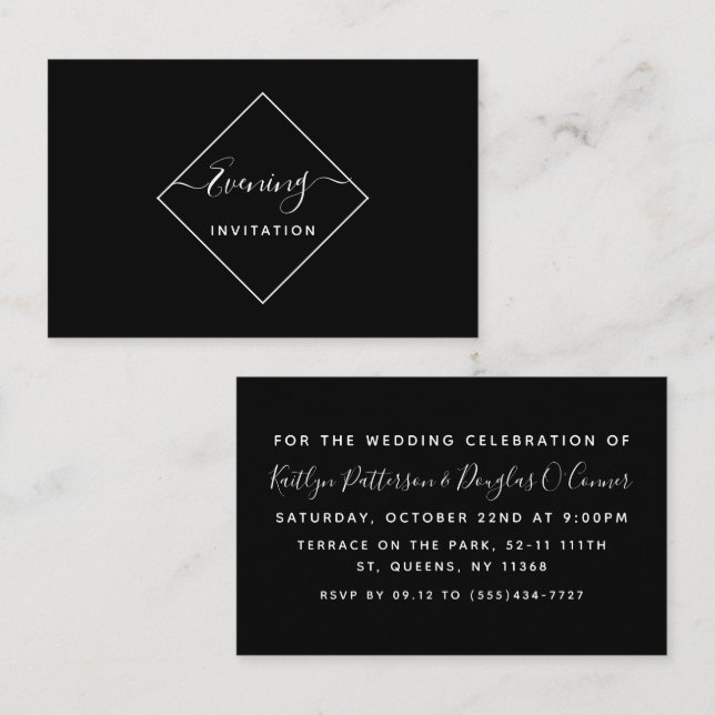 Svartvit romb Evening Händelse Biljett Inbjudan (Fram/baksida)