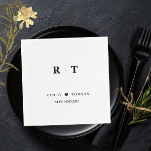 Svartvit romersk romerska romerska minimalistmonog pappersservett