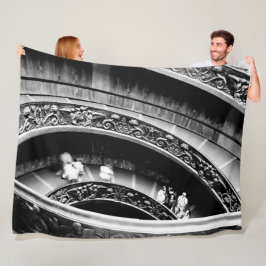 Svartvit romersk Spiral-trappa Fleecefilt