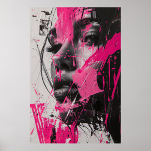 Svartvit Rosa Abstrakt Måla på Poster kvinnor