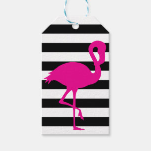 Svartvit Rosa Flamingo Presentetikett