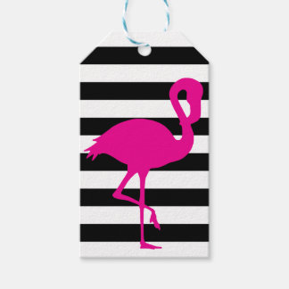 Svartvit Rosa Flamingo Presentetikett