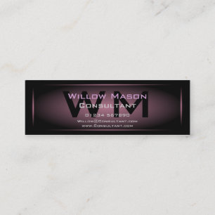 Svartvit Rosa Framed Monogram - Affärskort Mini Visitkort