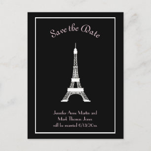 Svartvit Rosa Fransk Eiffel Torn Spara datum Meddelande Vykort