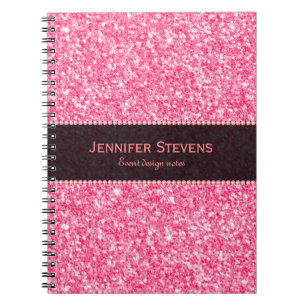 Svartvit rosa Glitter Struktur Anteckningsbok