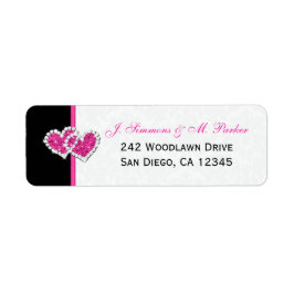 Svartvit Rosa Hearts Returadressetikett Returadress Etikett