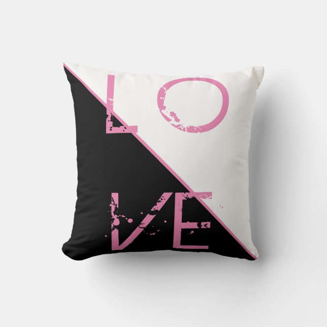 Svartvit Rosa Kärlek Cushion Dekorativ kudde (Framsida)
